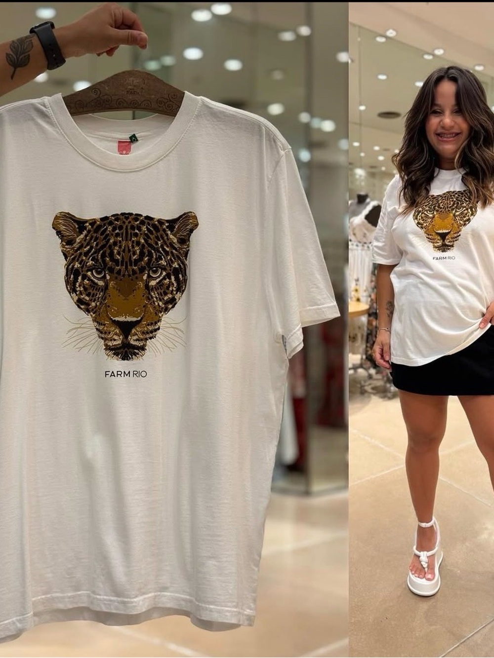 FARM RIO Oversized Leopard White Tee